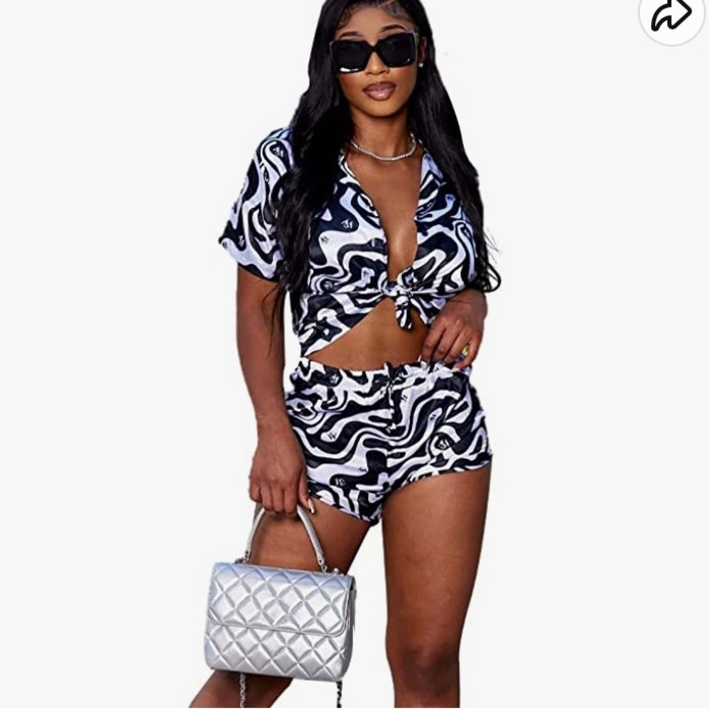 Black and white two piece outfit